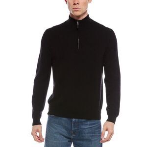 Mette Mens  Cashmere 1/4-Zip Mock Neck Sweater, Black